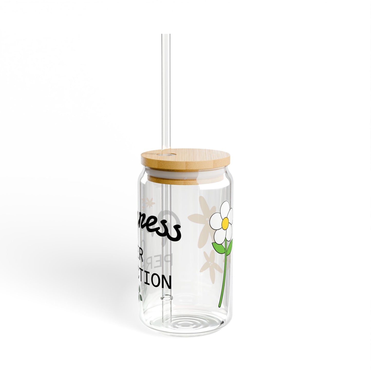 Progress Over Perfection Sipper Glass, Eco-Friendly 16oz Drinking Jar, Motivational Home Decor, Gift for Her, Inspirational Drinkware