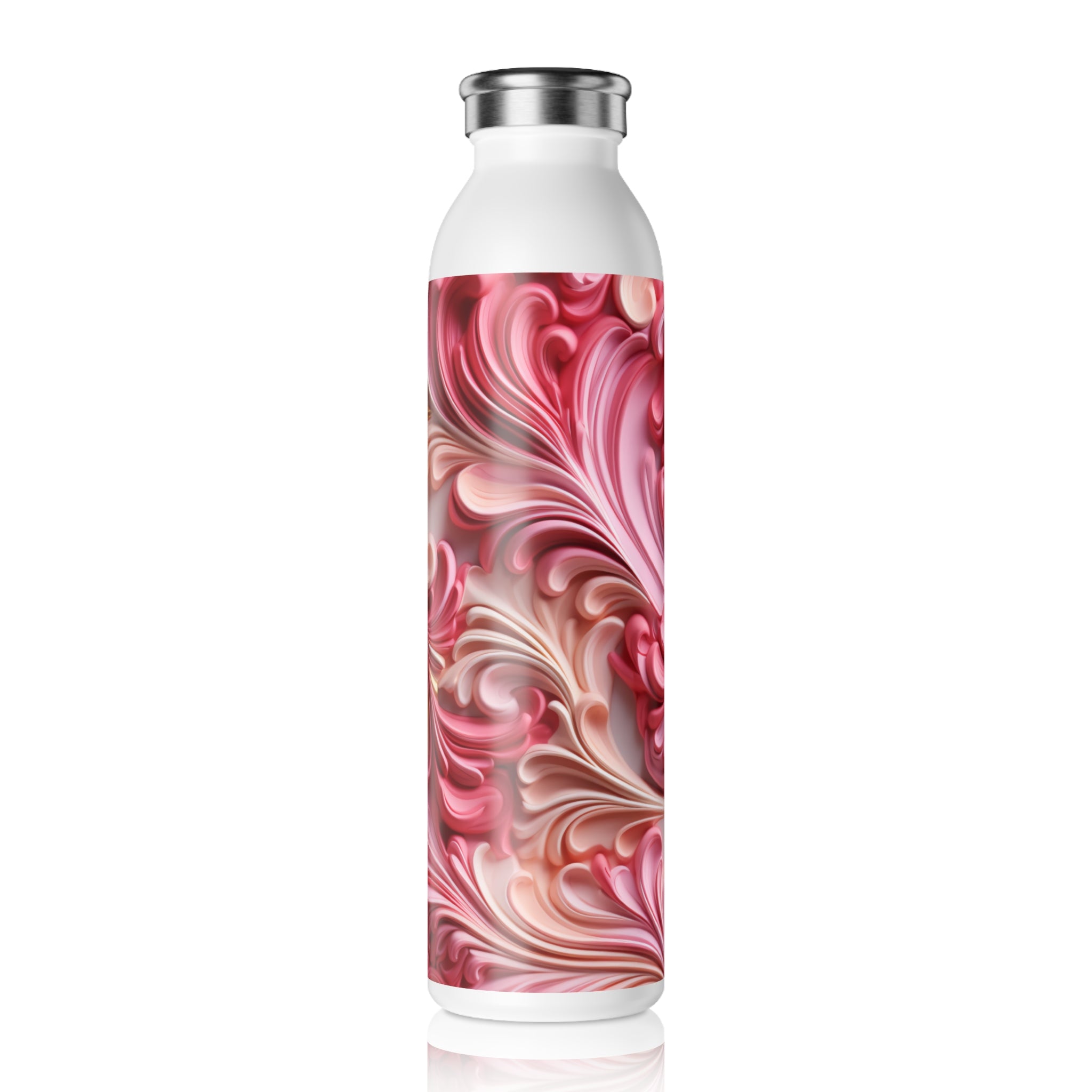Slim Water Bottle - Pink Marble Swirl Stainless Steel Bottle