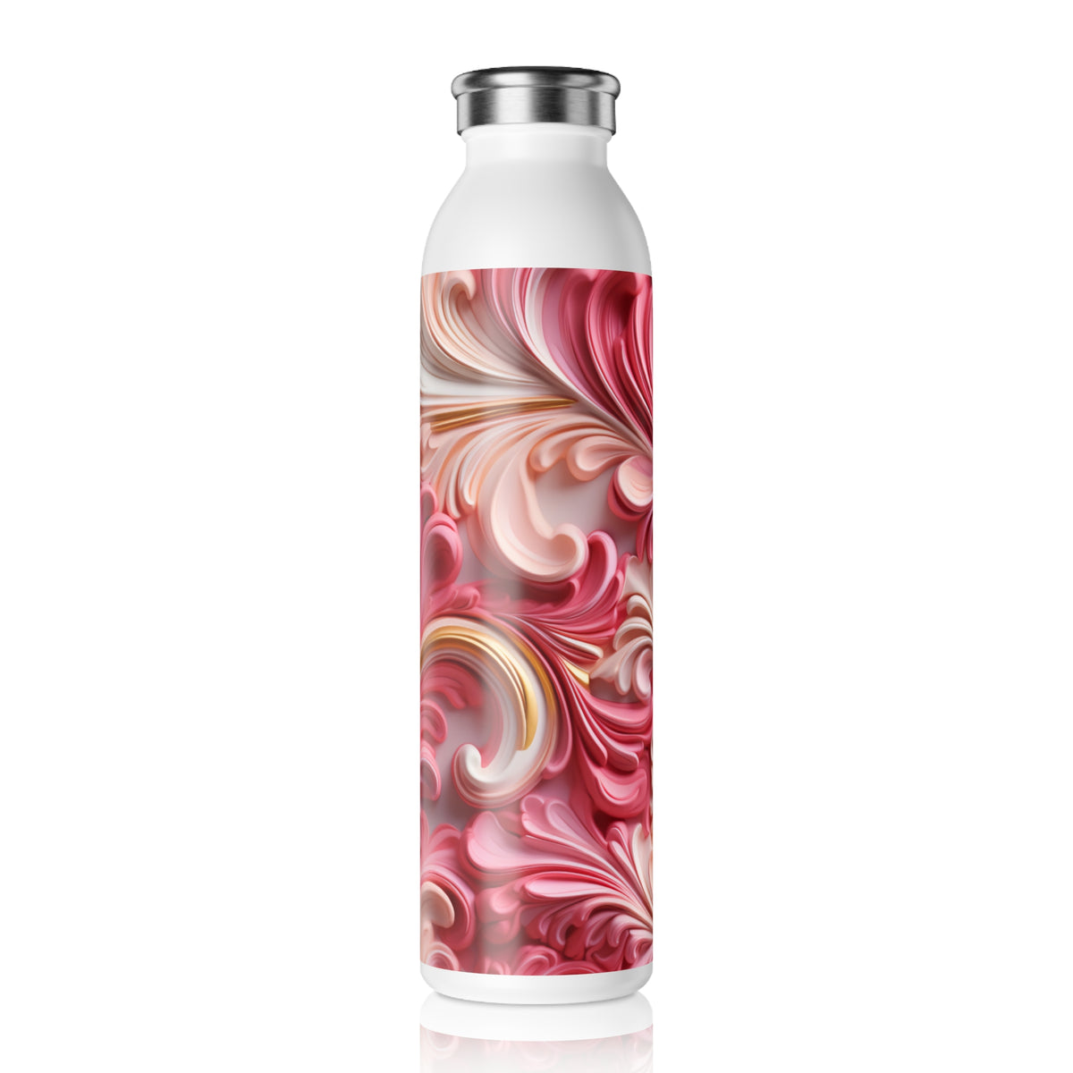 Slim Water Bottle - Pink Marble Swirl Stainless Steel Bottle