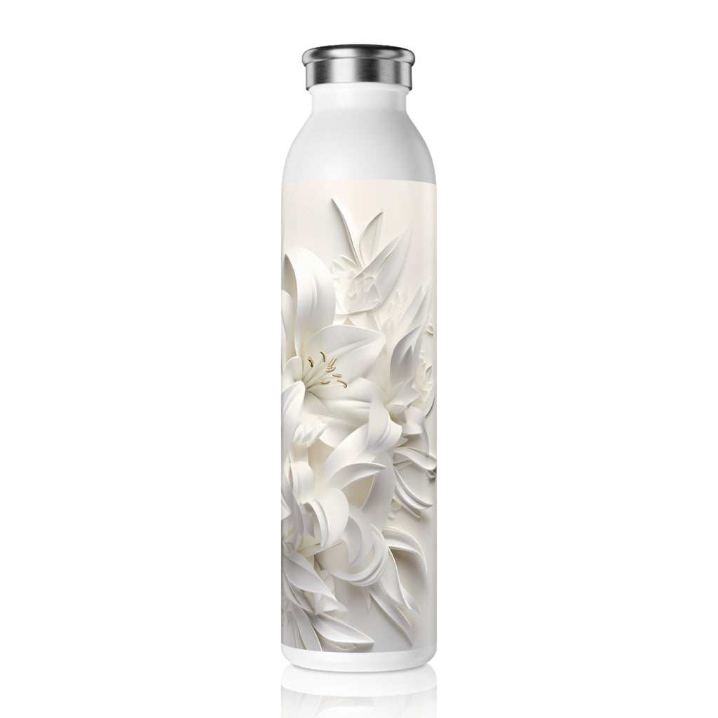 Slim Water Bottle White Floral