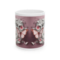 Butterfly Floral Ceramic Mug — Pink Garden Butterfly Coffee Cup (11oz & 15oz)