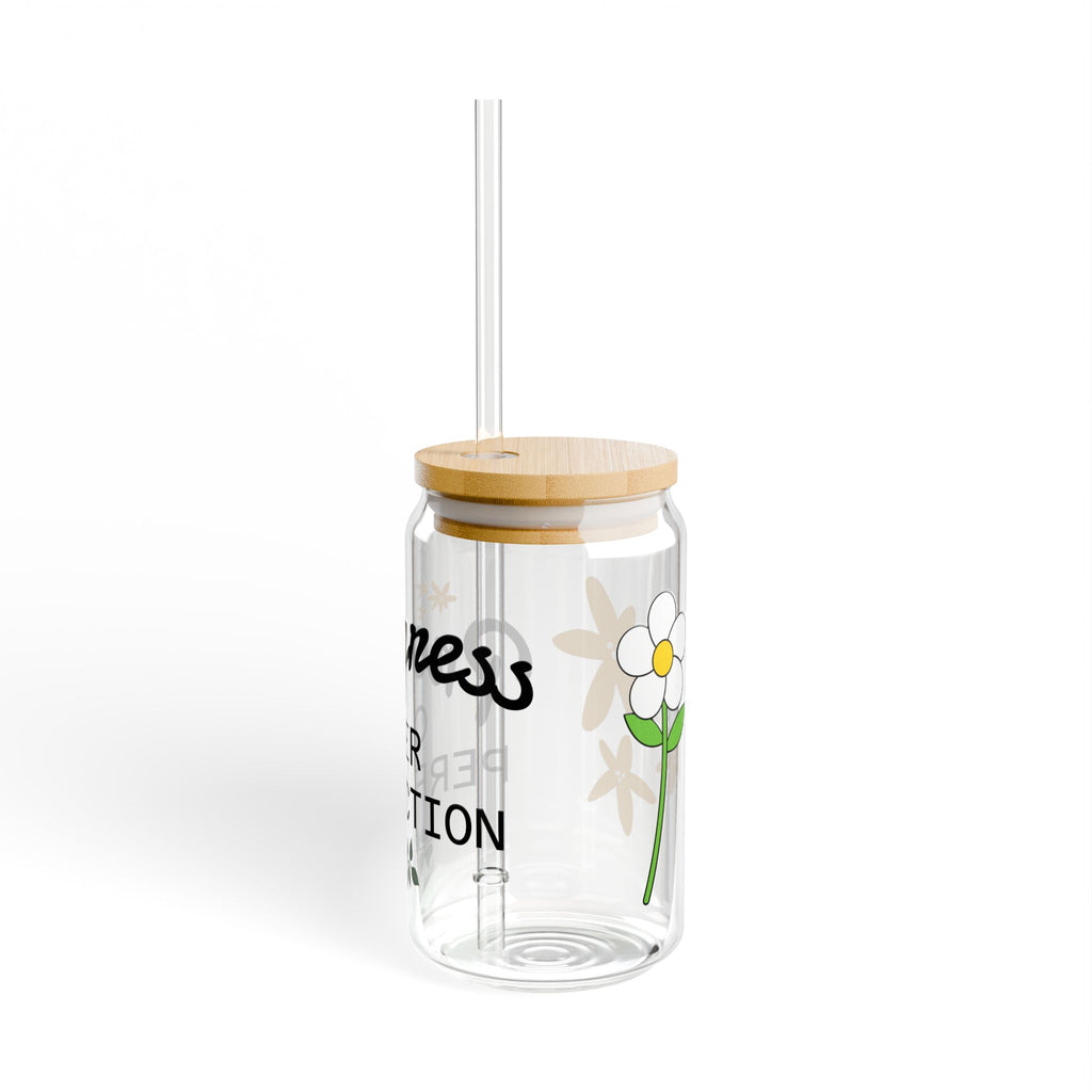 Progress Over Perfection Sipper Glass, Eco-Friendly 16oz Drinking Jar, Motivational Home Decor, Gift for Her, Inspirational Drinkware