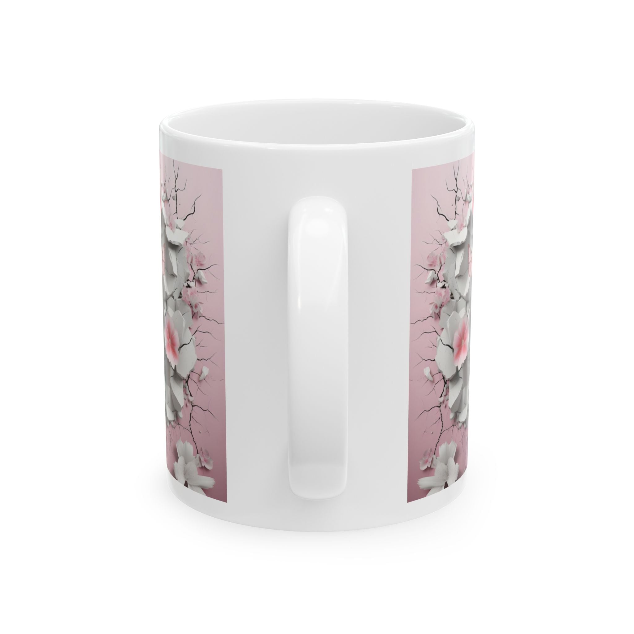 Butterfly Floral Ceramic Mug — Pink Garden Butterfly Coffee Cup (11oz & 15oz)