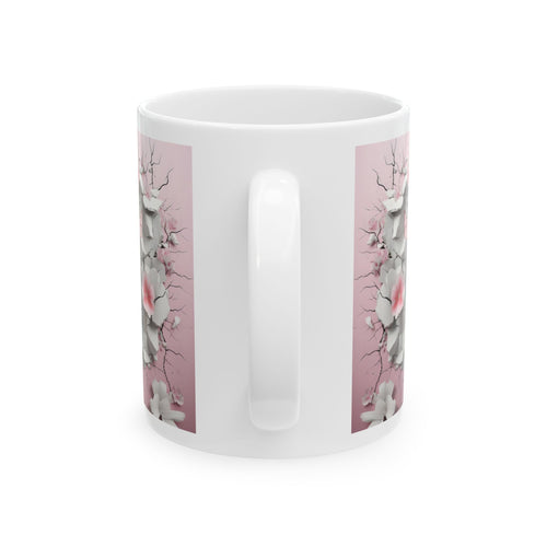 Butterfly Floral Ceramic Mug — Pink Garden Butterfly Coffee Cup (11oz & 15oz)