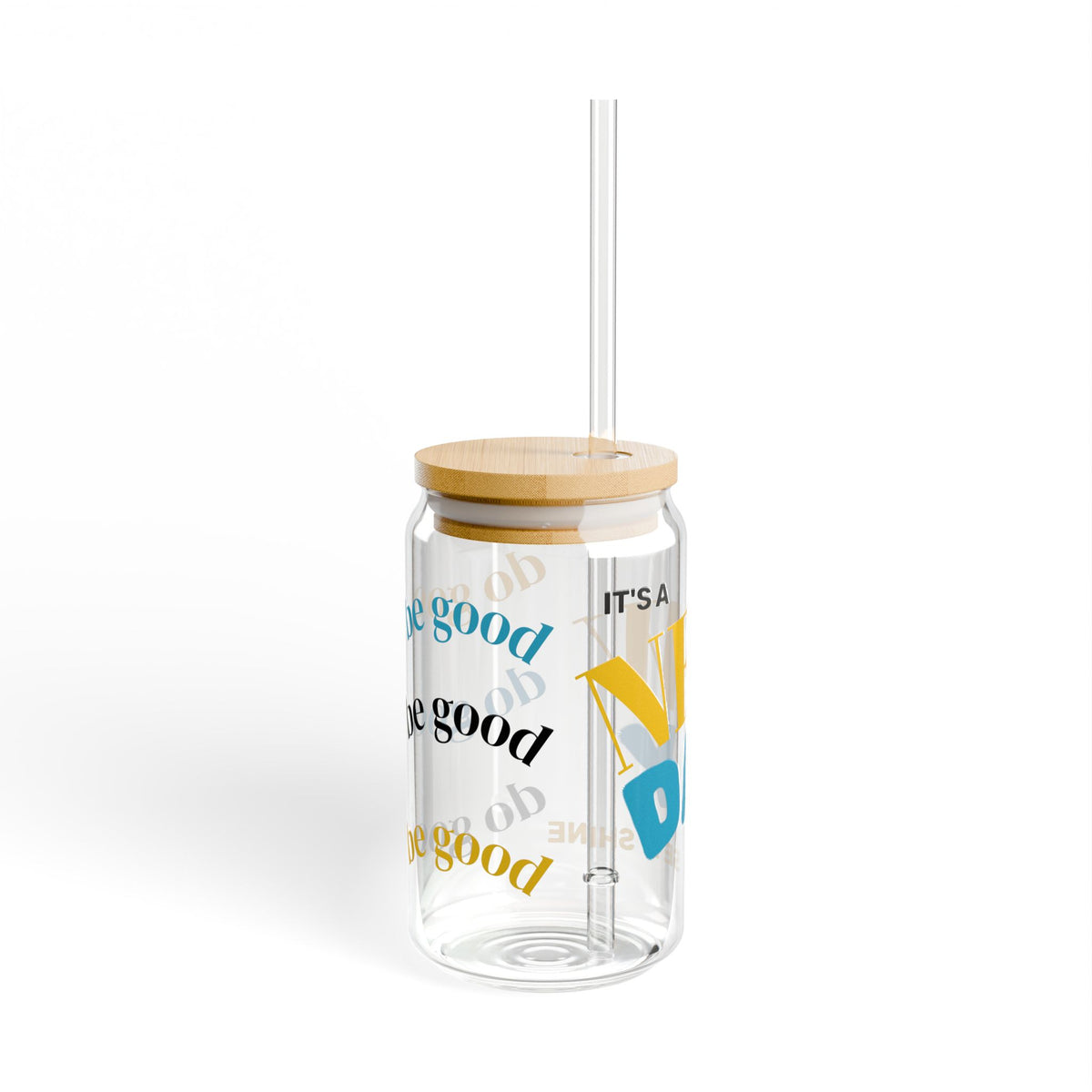 New Day Sipper Glass - 16oz Inspirational Drinkware, Motivational Mug, Eco-Friendly Glass, Gifts for Her, Home Decor