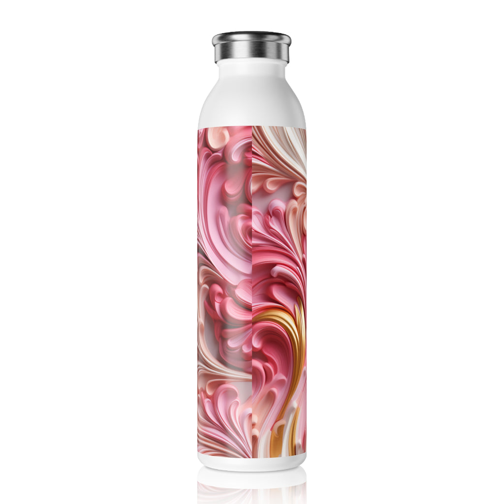Slim Water Bottle - Pink Marble Swirl Stainless Steel Bottle