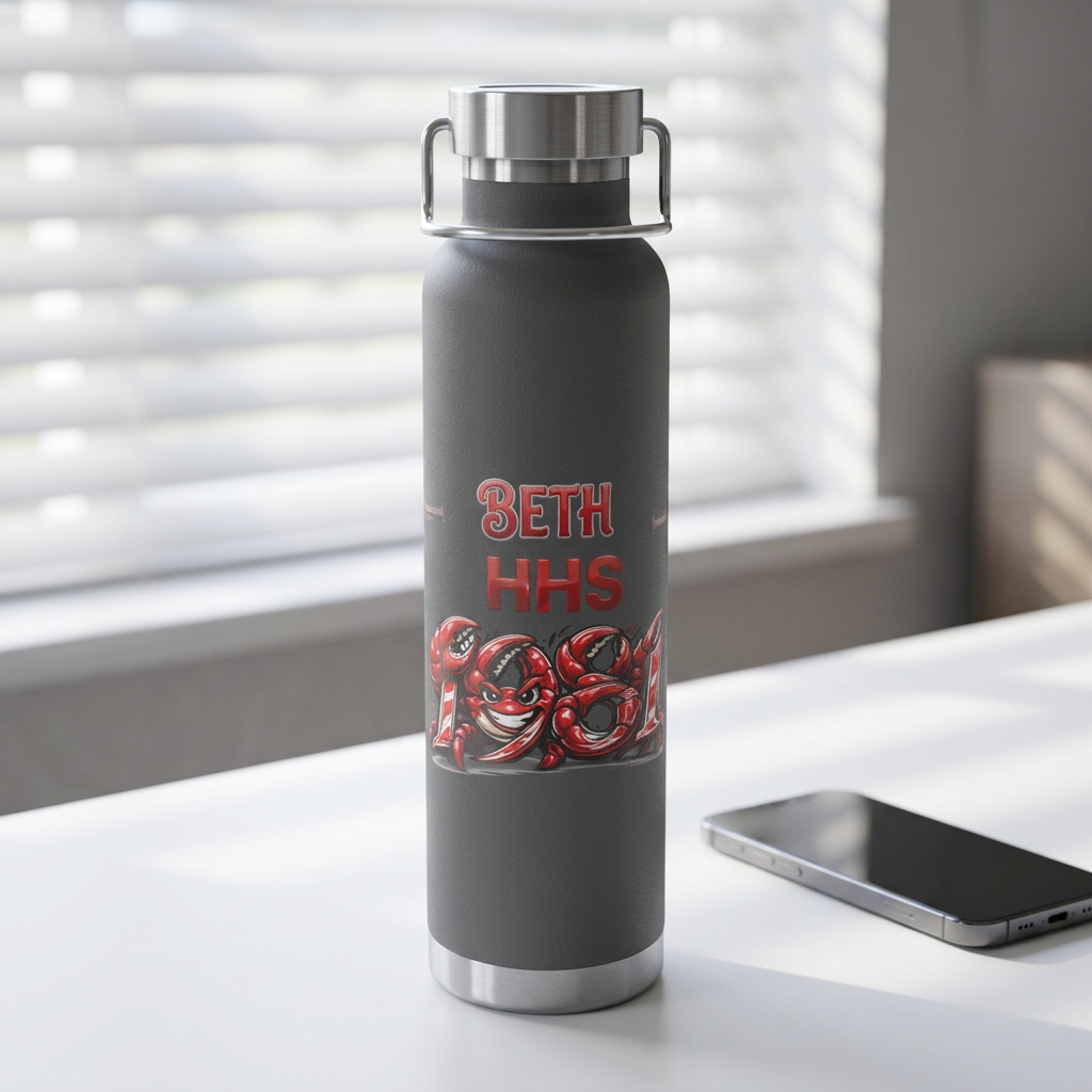 22oz Insulated Water Bottle — School Spirit 'BETH HHS' Graphic