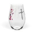 Stemless Wine Glass – 'Progress Over Perfection' Floral Sword Inspirational Wine Tumbler, 11.75 oz