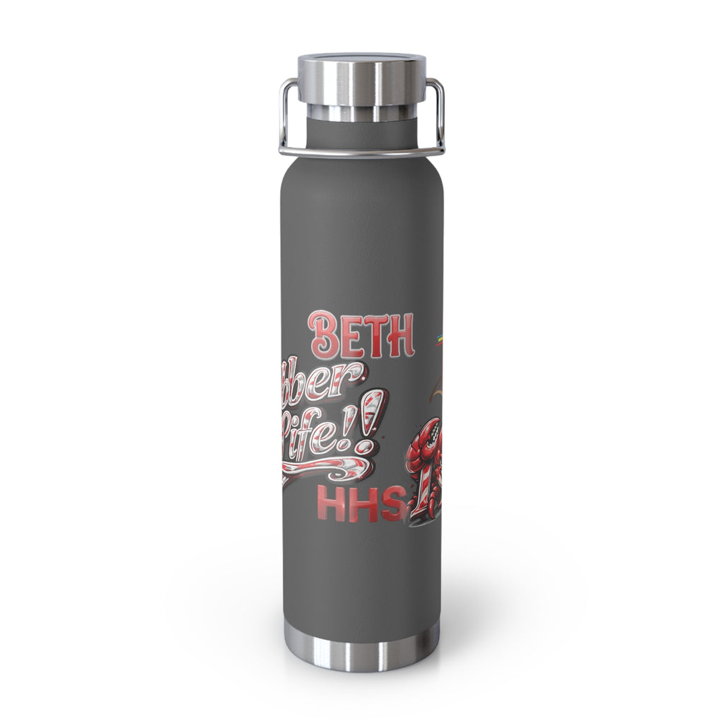 22oz Insulated Water Bottle — School Spirit 'BETH HHS' Graphic