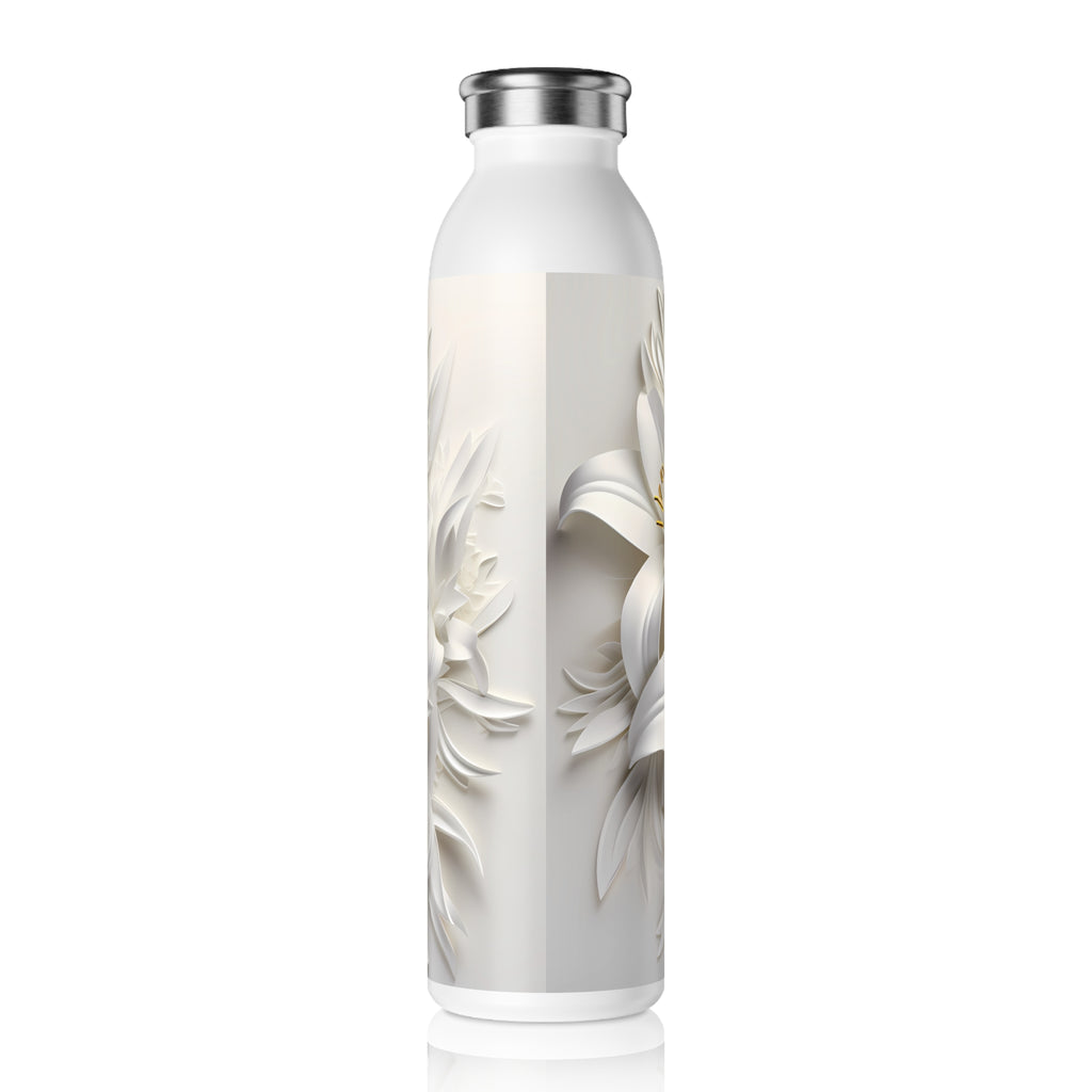 Slim Water Bottle White Floral